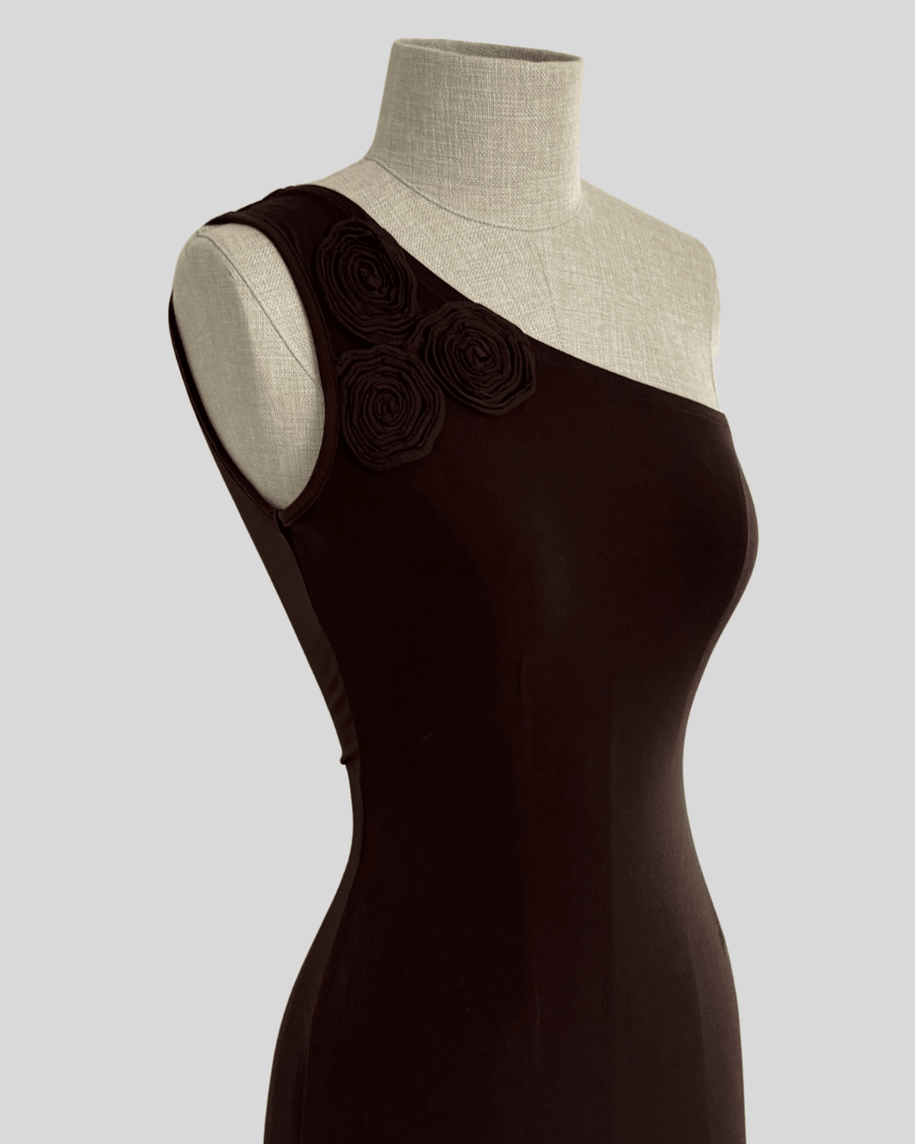 One-Shoulder Brown Dress