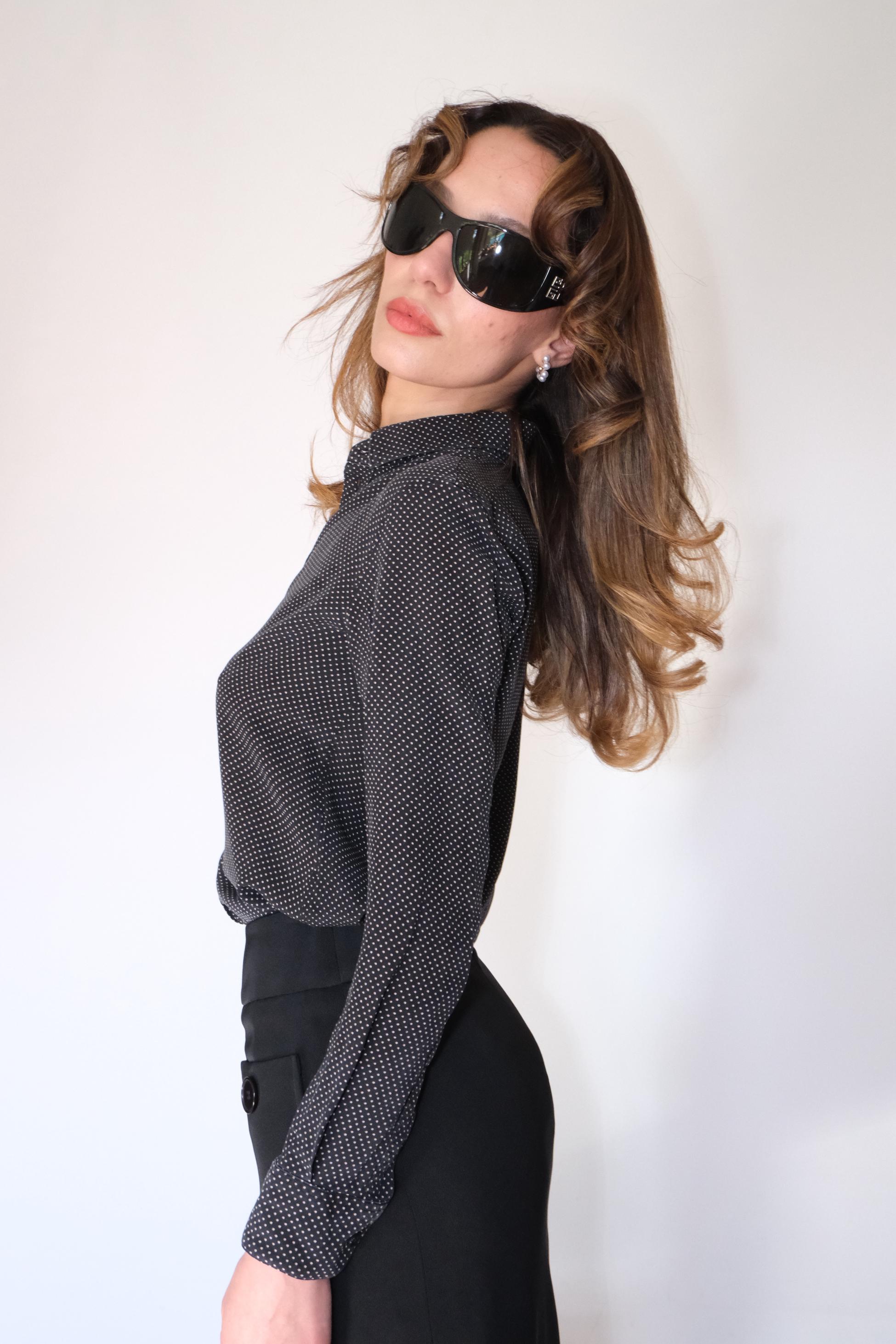 Saint Laurent Puantiye İpek Gömlek