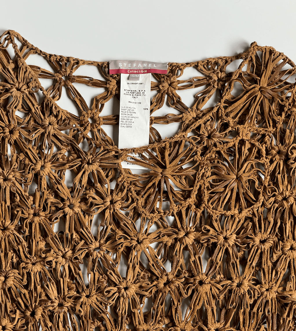 Stefanel Knitted Leather Top