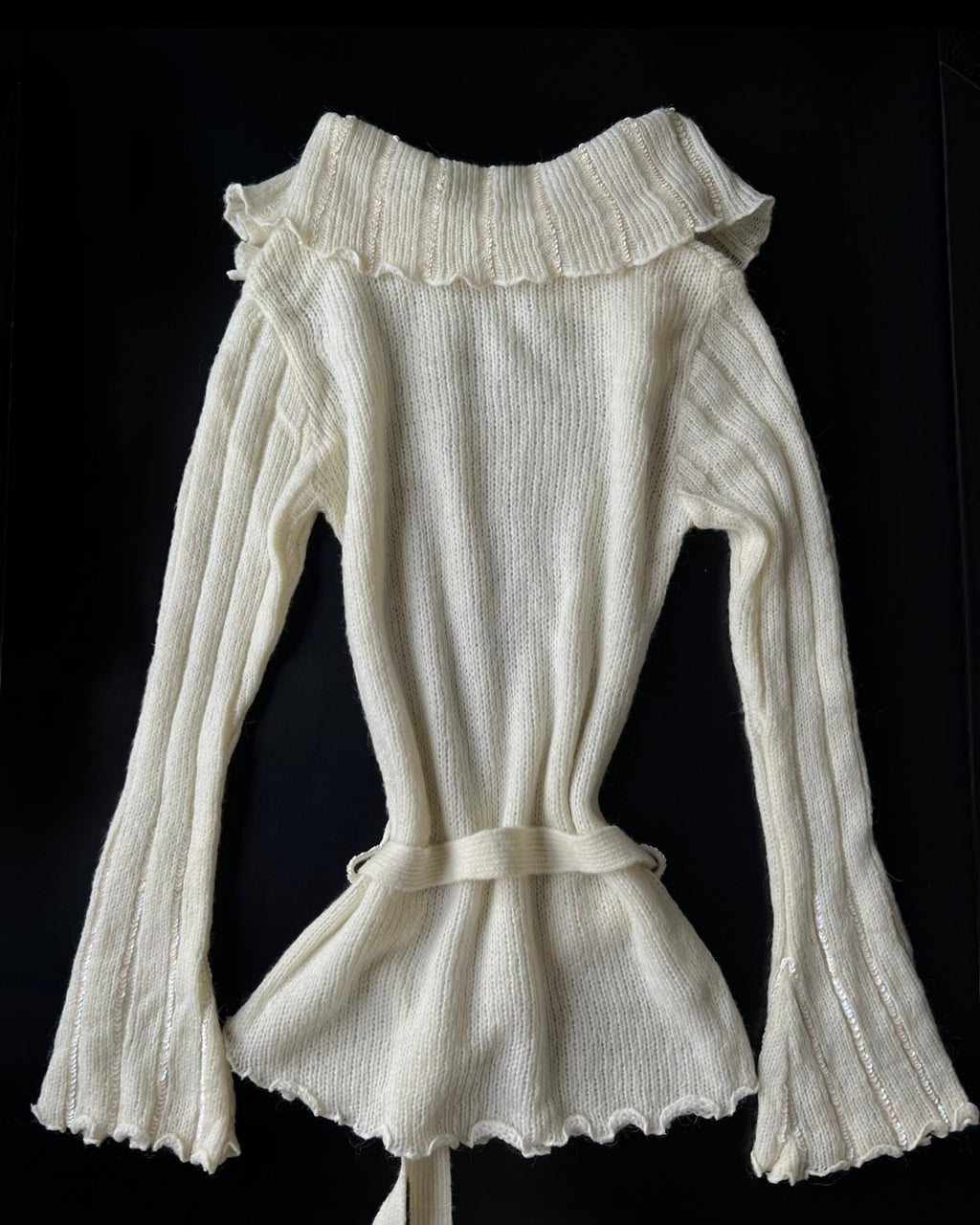 Asymmetrical Collar Cream Sweater