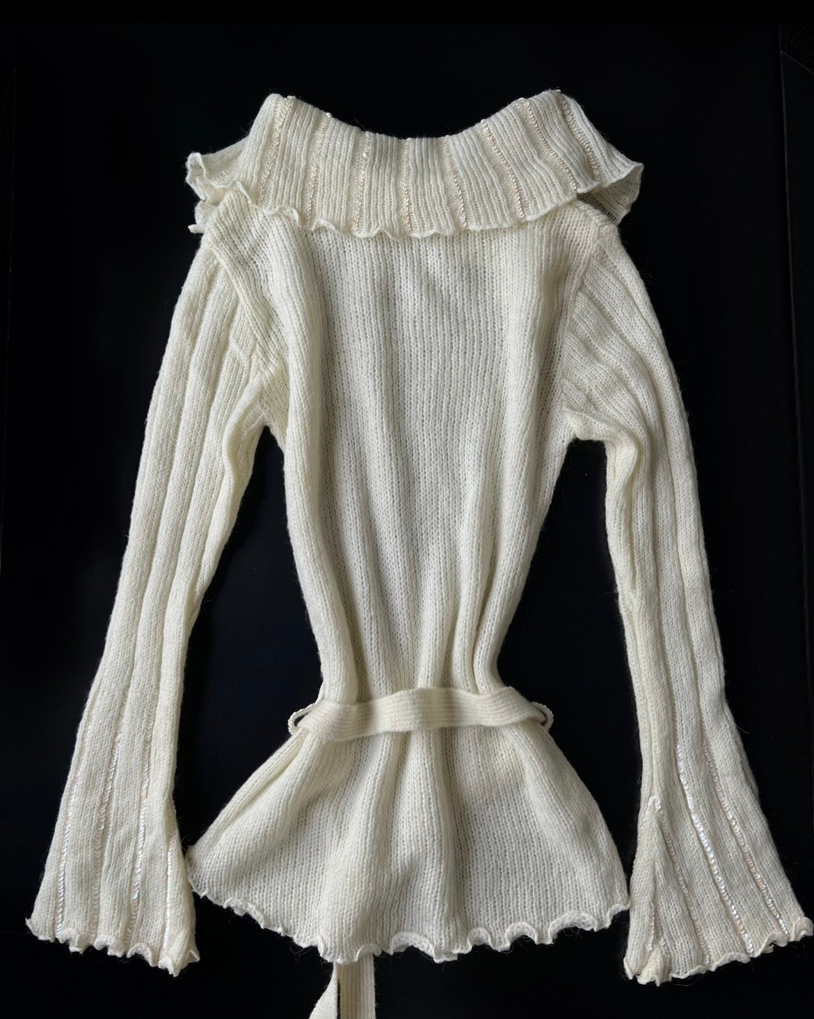 Asymmetrical Collar Cream Sweater
