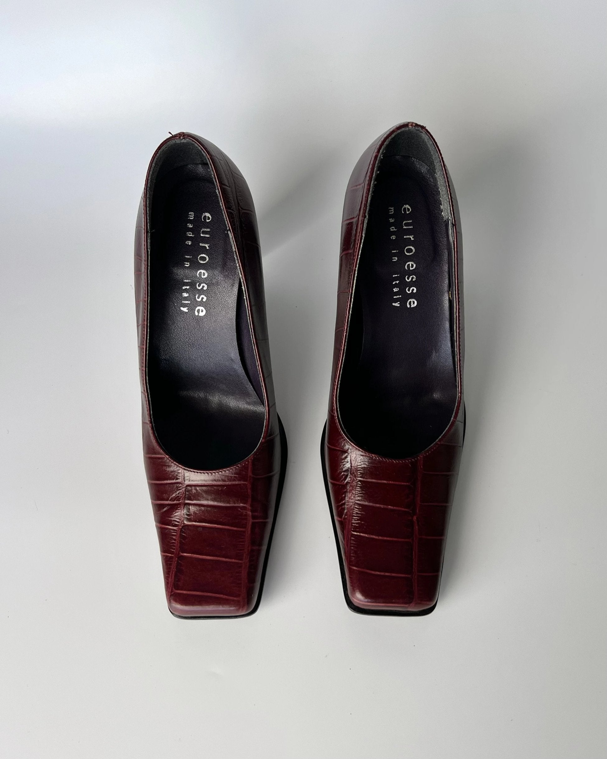 Croc Patterned Burgundy High Heels