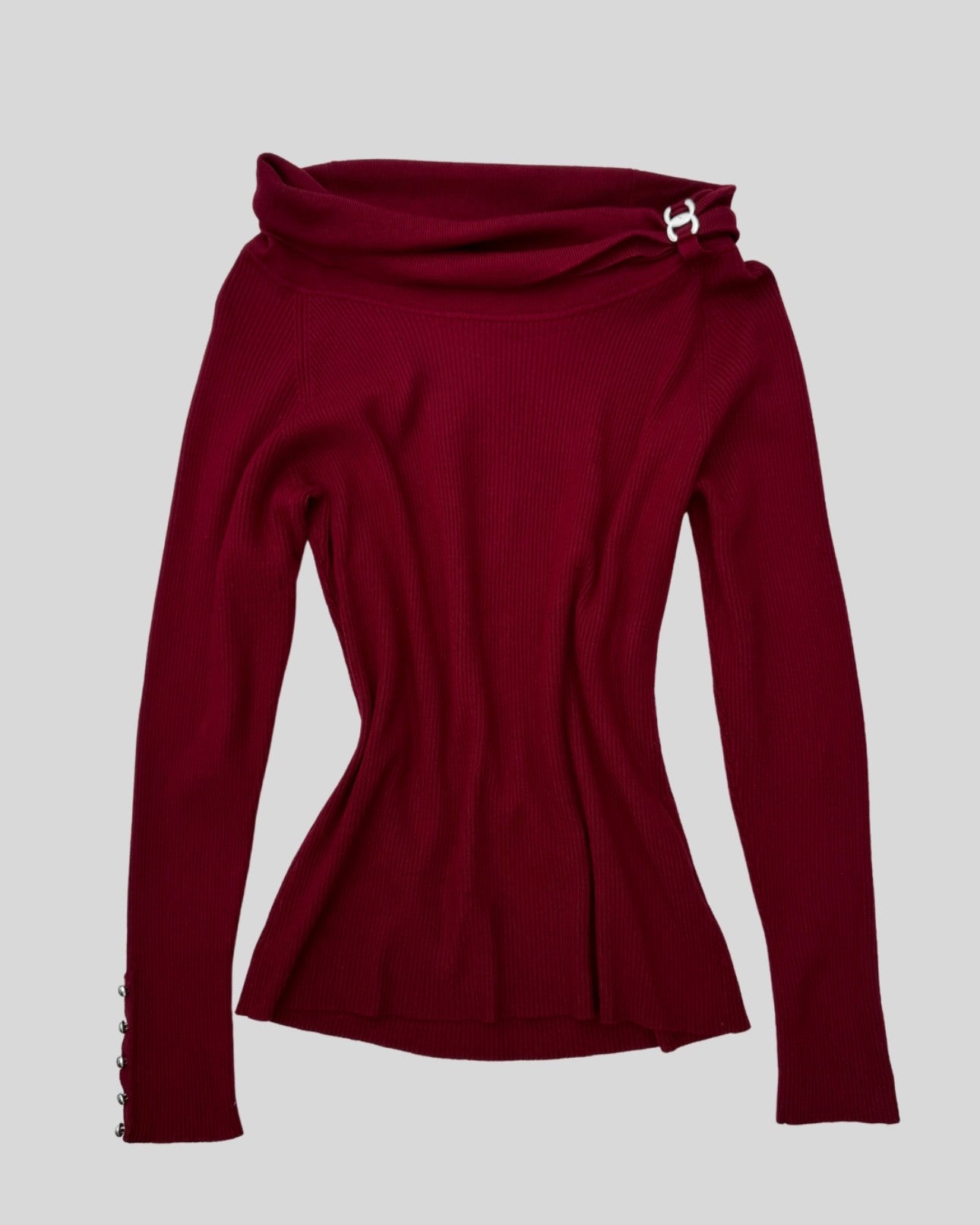 Madonna Collar Burgundy Sweater