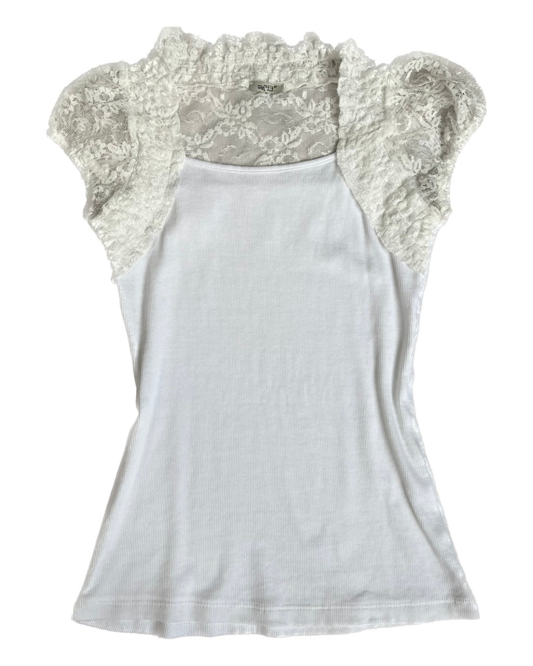 White Corduroy Blouse with Lace Detail