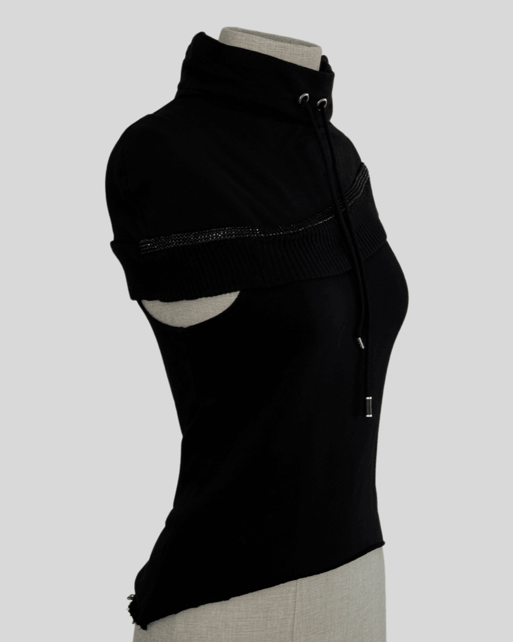 Asymmetrical Sleeve Black Blouse