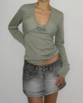 Green Sweater with Rose Details
