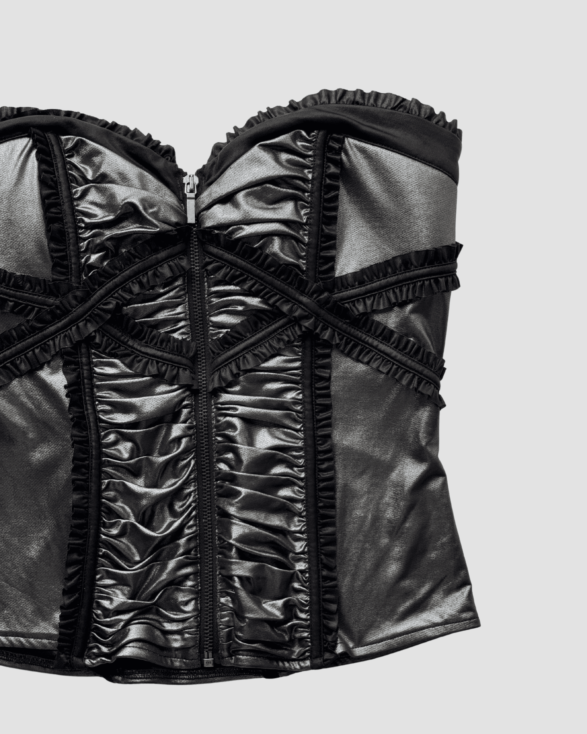 Bebe Shiny Gray Bustier