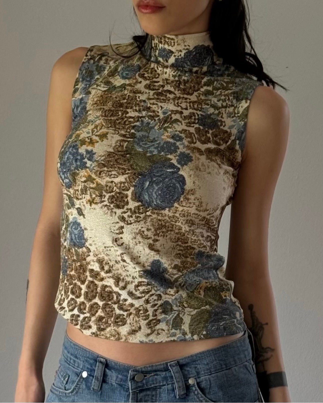 Leopard Print Sleeveless Blouse