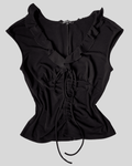 Black Blouse with Gathered Detail